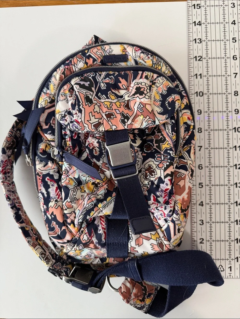 Very Bradly Quilted Mini Backpack - Navy, Pink & Cream